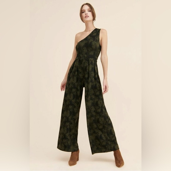Free People Pants - Free People Maya One-Shoulder Jumpsuit Black Combo Medium